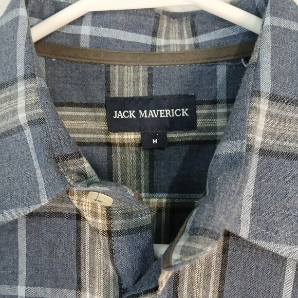 JACK MAVERICK MENS PLAID BUTTON DOWN SHIRT, SLIM FIT, SIZE MEDIUM - Picture 4 of 4